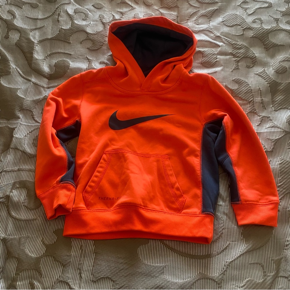 Nike Kids Thermafit Size 7 Neon Orange Sweatshirt Hoodie